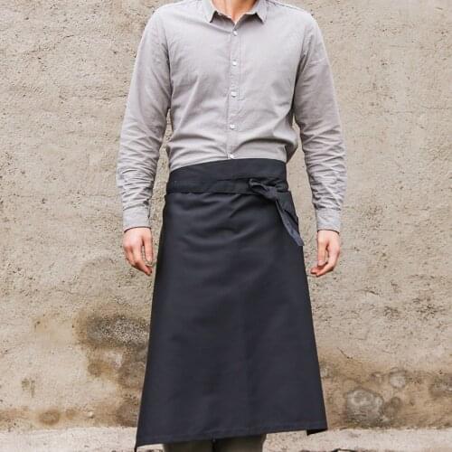 Chef Apron Mens Home Restaurant Hotel Half Waist Kitchen Overalls Black Half-length Apron Women