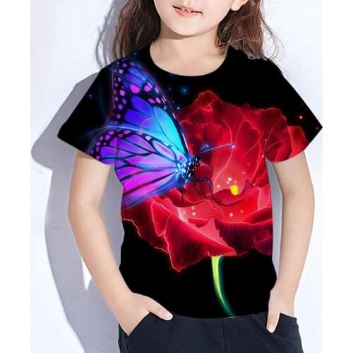 Butterfly O-neck 3d T Shirt For Boys and Girls Summer Children Tee Shirt Kids 3D Short Shirt Unisex Baby Short Sleeve T-shirt
