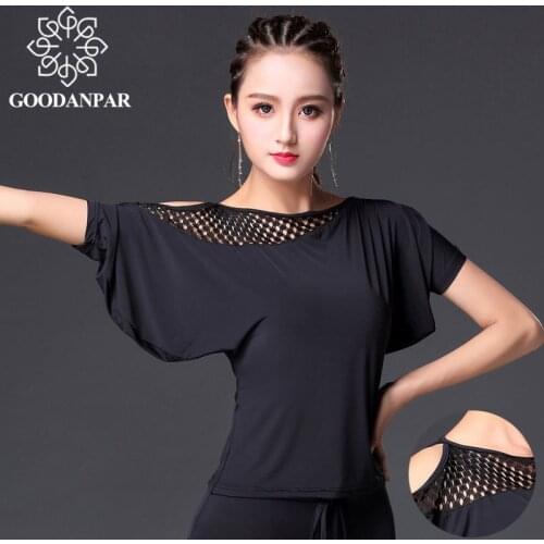 GOODANPAR Latin Top Practice Wear Bodice Women Girls Sexy Mesh Lycra Salsa Tango Samba Rumba Dance Wear Clothes