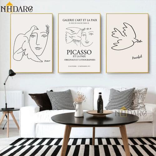 Matisse Picasso Retro Fashion Modern Line Sketch Posters and Prints Wall Art Canvas Pictures for Home Decor Living Room Decor