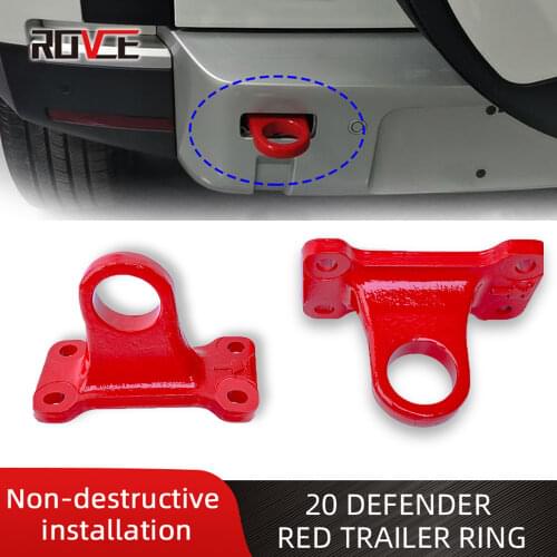 ROVCE Red Tow Hook Rear Trailer Hook For Land Rover Defender 2020 2021 L663 LR138315 Tow Hook Rescue Rear Trailer Hook Red