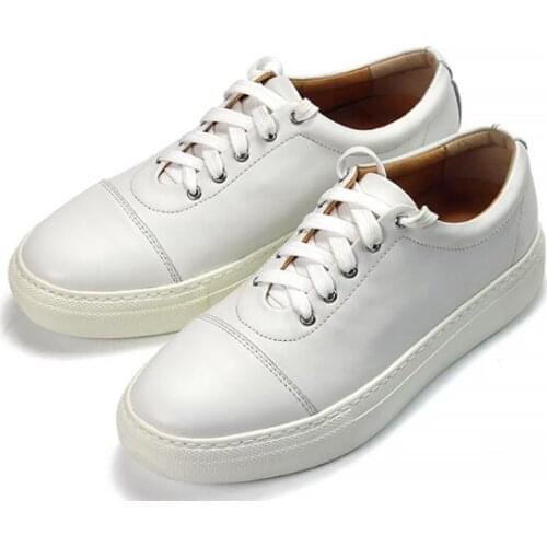 Hot Breathable Sneakers white Men Shoes High Top Fashion Sport Shoes men Genuine leather Lace up Casual Shoes