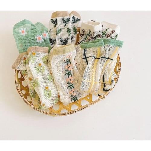 Summer Fashion Childrens Socks Mesh Tulle Crystal Childrens Socks Uncoded Childrens Socks Ultra-thin Green Fresh Baby Socks