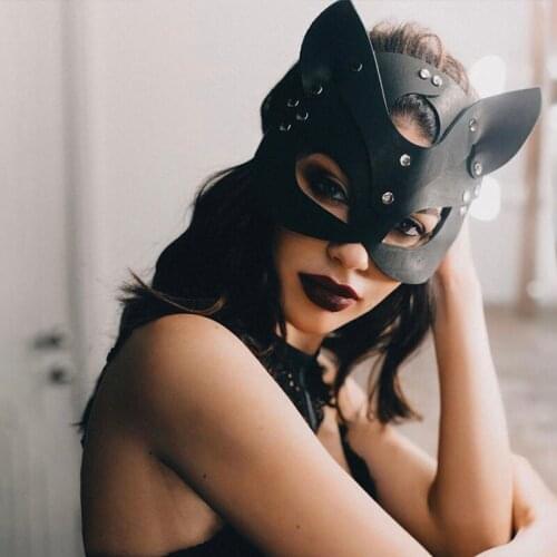 Women Sexy Leather Mask Cosplay PICY Masks Half Face Fancy Masks Sex Toys Halloween Cat Mask Punk Party Game Erotic Accessories