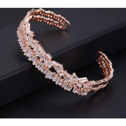 Blachette Fashion High Quality Gold Rosegold Color Wide Hollow Geometry Bracelet Womens Daily Party Anniversary Accessories