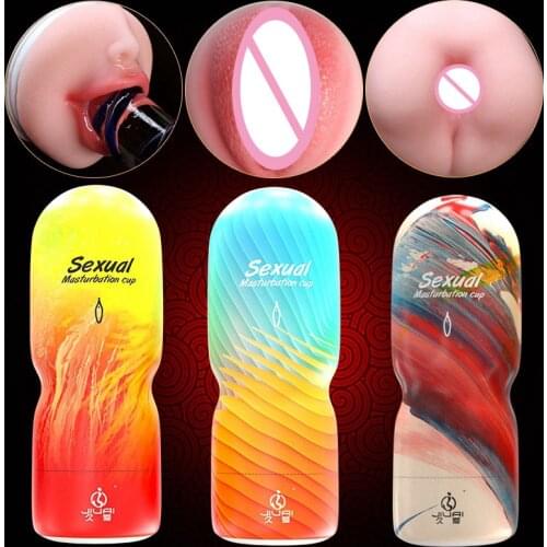 Male Masturbator Real Vagina Anal Mouth Pocket Pussy Sex Toys For Men Silicone Deep Throat Oral Anus Vaginal Masturbation Cup