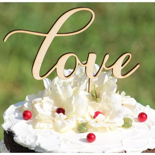 2017 NEW LOVE Wooden Cake Topper Birthday Holiday Party Cake Topper Baby Shower diy Cake Topper Romantic Wedding Gift Cake Stand