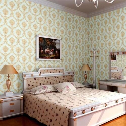 Beibehang New high-end luxury European wallpaper restaurant TV background study bedroom green floral wallpaper Papel de parede
