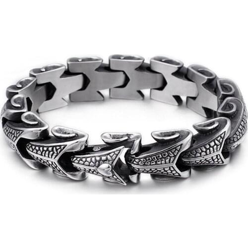 New Style Silver Color 316L Stainless Steel Special Pensonal Bracelet Mens Snake Charm Bracelet 16mm*22cm