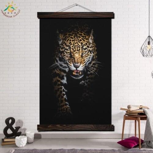 Hunting Cheetah Single Vintage Posters and Prints Scroll Painting Canvas Wall Art Pictures Framed Painting Home Decoration