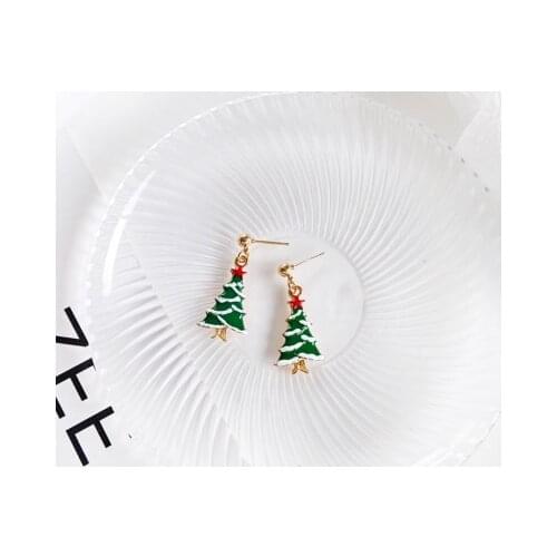 Wholesale Womens Christmas Tree Earrings Candy Sweet Cute Ear Clip Wholesale