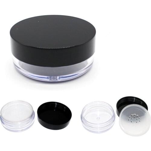 50g Plastic Loose Powder Jar with Sifter Empty 50g Cosmetic Container Black Matte Cap Makeup Compact lin4736
