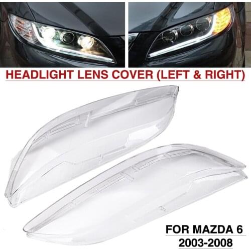 1 Pair ABS Plastic Headlight Clear Lens Cover Front Headlamp Plastic Shell For Mazda 6 2003-2008 Lamp Replacement