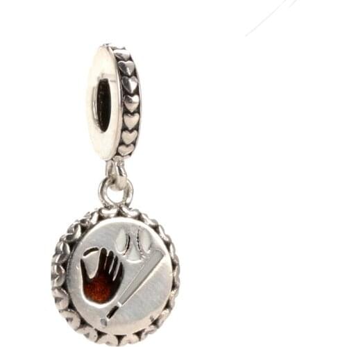 S925 Sterling Silver Pendant Womens Baking Paint Baseball Pendant Fit Original Charms Bracelet