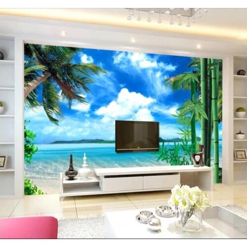 Custom ceiling wallpapers for walls 3 d ceiling zenith murals Blue sky white cloud sky sea fresh tv background wall papers