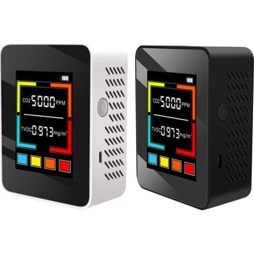 Portable Carbon Dioxide TVOC Detector Air Quality Monitor Tester Rechargeable CO2 Meter 400-5000ppm Colour Screen