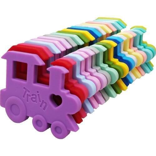 Chenkai 20PCS Silicone Train Teether DIY Cartoon Baby Pacifier Dummy Teething Jewelry Sensory Toy Gift