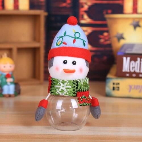 Christmas Snowman Transparent Plastic Candy Bottle Kids Birthday Candy Box Sweet Filler Storage Bottle For Xmas Party Gift Decor