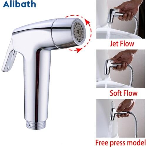 Toilet Bathroom Hand Held Bidet Spray Diaper Shower Sprayer Set Flow ABS Control Portable Shattaf Jet Douche kit Chrome