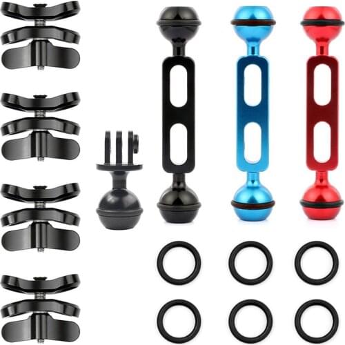 Ball Head Clip Fill Light Lamp Arm for GoPro Small Ant Camera Dual-hand-held Diving Photography Bracket Butterfly Clip Lamp Arm
