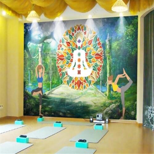 Modern Fashion Oil Painting Yoga Wallpapers Industrial Decor Studio Image Background Mural Wall Paper Papel De Parede 3d
