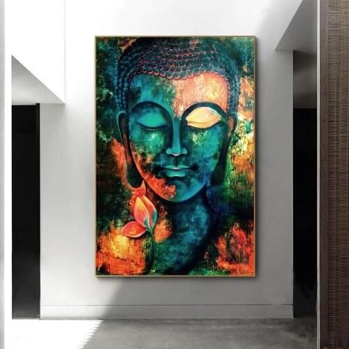 Modern Buddhism Posters and Prints Wall Art Canvas Painting Wall Decor Lord Buddha Pictures For Living Room Wall Temple Decor