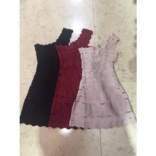 One Shoulder Sexy Party Dresses Women Hollow Out Bodycon Bandage Dress Celebrity Black Wine Red Khaki Club Dresses