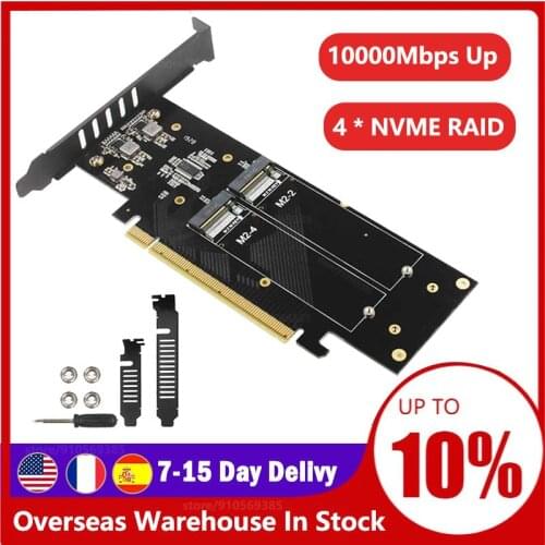 1pcs iHyper m.2 X16 TO 4X NVME PCIE3.0 GEN3 X16 TO 4*NVME RAID CARD PCI-E VROC CARD RAID Hyper M.2X16 M2X16 4X X4 NVME*4 RAID