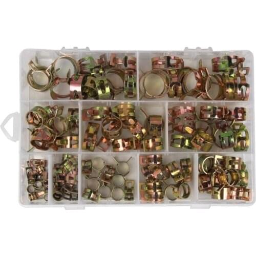 100PCS 6mm-22mm Zinc Plated Spring Hose Pipe Clamp Air Clip assortment bolt home improvement