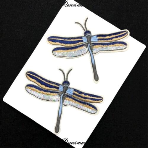 3Pcs Dragonfly Clothing Embroidery Patch Fabric Sticker Iron On Patch Craft Sewing Repair Applique Cute Flower 16X13cm SX378