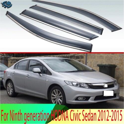 For Ninth generation HODNA Civic Sedan 2012-2015 Plastic Exterior Visor Vent Shades Window Sun Rain Guard Deflector 4pcs