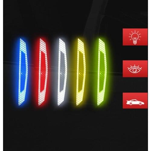 4Pcs Carbon Fiber Reflective Car Door Anti-Scratch Protection Bumper Strip Decor Styling Mouldings