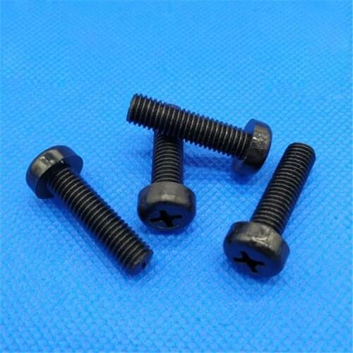 50pcs M2.5 nylon Phillips round head screws cross pan headed screw Insulating plastic bolt black color 4mm-16mm length