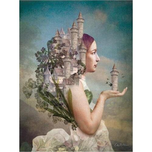 5D DIY Full Round Diamond Painting My Home Is My Castle By Catrin Welz-Stein Cross Stitch 3D Embroidery Mosaic Home Decor Y1572