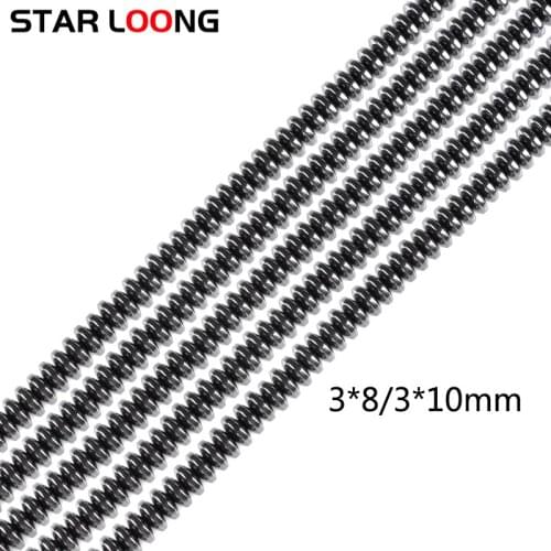 Natural Stone Flat Round Black Hematite beads Nature stone 3*8mm No Magnetic Bead for DIY Jewelry bracelet Making Accessories