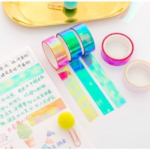 Colorful Shining Rainbow Laser Decorative Adhesive Tape DIY Scrapbooking Sticker Label Handmade Decorative Tape