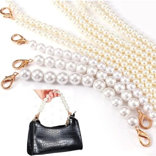 D0LF 32/40/100cm Imitation Pearl Bead Handle Short Long Handbag Purse Chain Replacement Bag Shoulder Strap Belt DIY Accessories