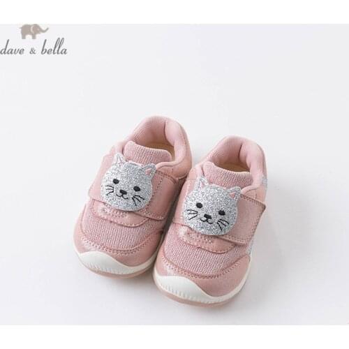 DB15681 Dave Bella autumn baby girls fashion cartoon cat shoes new born girl cute shoes