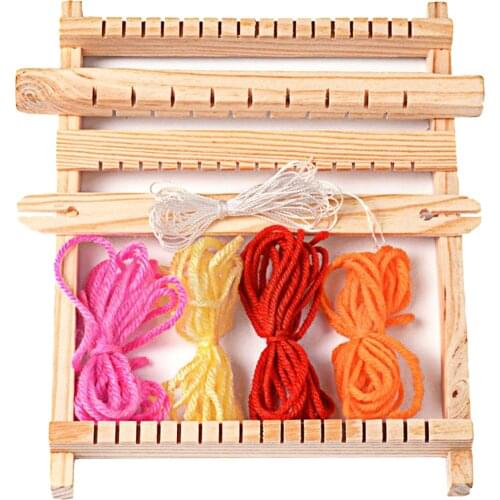 Wooden Weaving Loom DIY Hand Knitting Machine Shuttles Tool Set Education