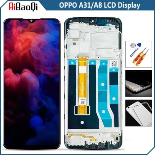 Original For OPPO A31 2020 CPH2015 LCD Display Screen Touch Digitizer Assembly For 6.5 inch OPPO A8 2019 PDBM00 With Frame