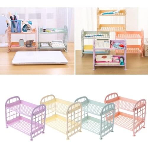 Home Use 2 Layer Hollow Plastic Storage Shelf Holder Kitchen Organization Desktop Toilet Organizer