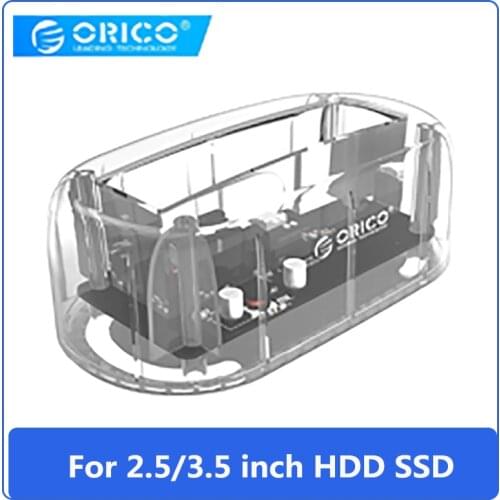 ORICO 6139U3 Hard Disk Station 2.5/3.5 inch HDD SSD Transparent Docking Station USB3.0 Type-B to SATA Hard Disk Adapter(EU/US)