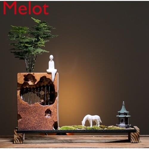 Artificial Mountain and Fountain Decoration Zen Chinese Style Micro Landscape Living Room Desktop Home Decoration Creative Gift