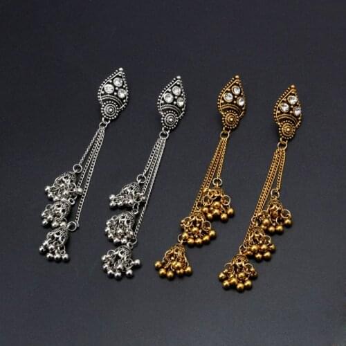 Tassel Jhumka Indian Ethnic Bollywood Long Chain Dangle Earrings Fashion Jewelry X4YA