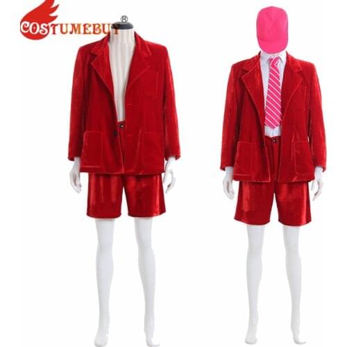 CostumeBuy AC/DC Band Angus Young School Boy Outfit Cosplay Costume Jacket Coat Short Pants Shirt Red Suit Full Set Custom Made