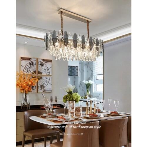 Lamp Living Room Lighting Modern Crystal Chandelier Luxury Oval Gold Hanging Light Fixtures Dining Room Suspension LED Lustres