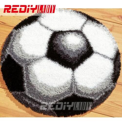 Hot 3D Latch Hook Rug Kits DIY Needlework Unfinished Crocheting Rug Yarn Cushion Mat Embroidery Carpet Rug Football Home Decor