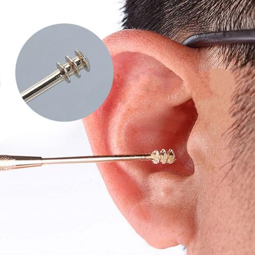 1PC Double-ended Stainless Steel Spiral Ear Pick Spoon Ear Wax Removal Cleaner Ear Care Beauty Tool Portable #232123
