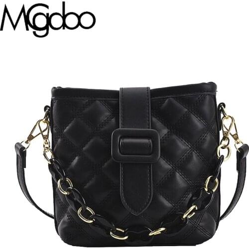 Mgcdoo Chains Women Bucket Shoulder Bag Checked Pattern Handbags Fashion Casual Bags