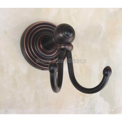 Black Oil Antique Brass Finish Wall Mounted Shower Towel Coat Hooks Dual Robe Hook Hanger Bathroom Accessory Wba069